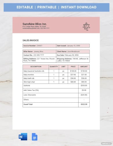 sales invoice book template