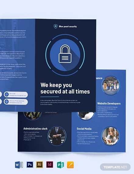 security company bi fold brochure template