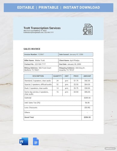 self employed invoice book template