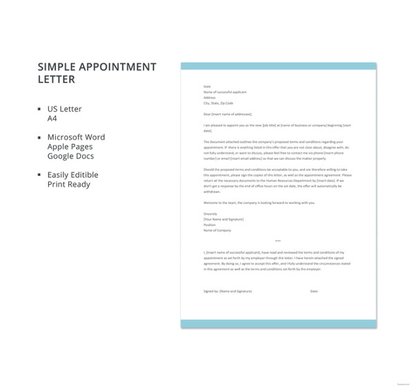 47+ Appointment Letter Template in Doc