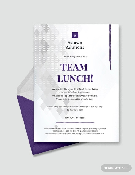 Team Lunch Party Invitation Email