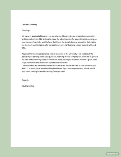 student resume cover letter