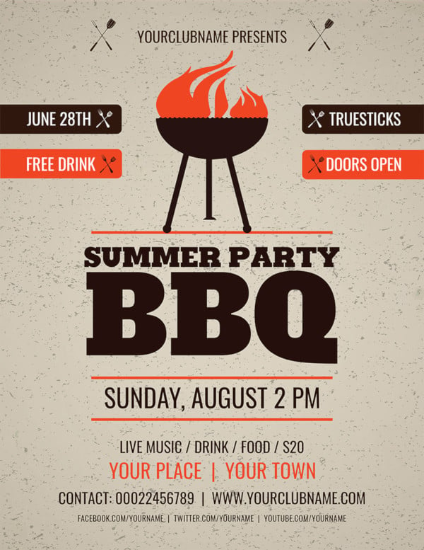 summer party bbq flyer template