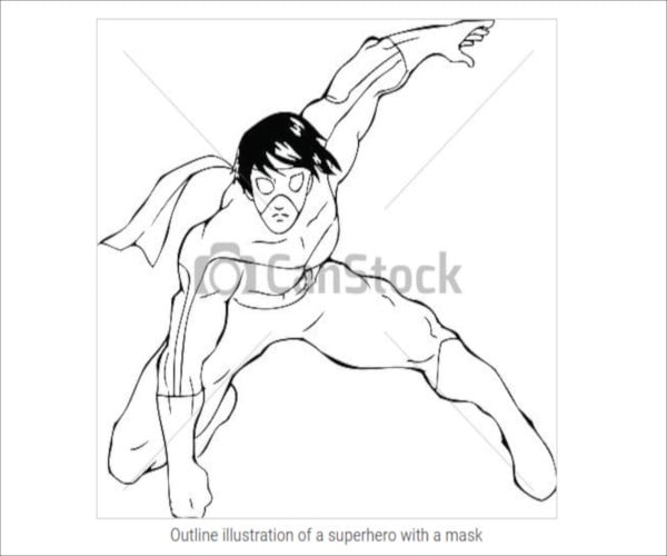 superhero outline drawing1