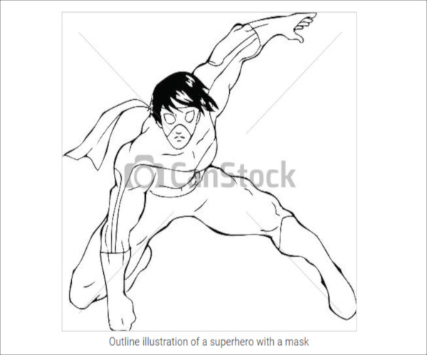 superhero outline drawing