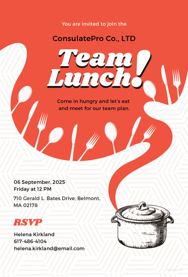 Team Lunch Invitation Sample 1