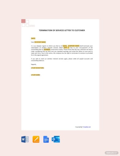 termination of services letter to customer template