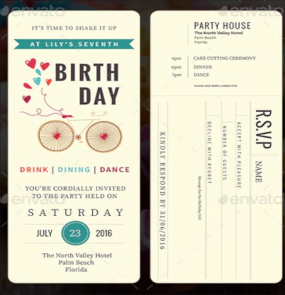 ticket birthday party invitation