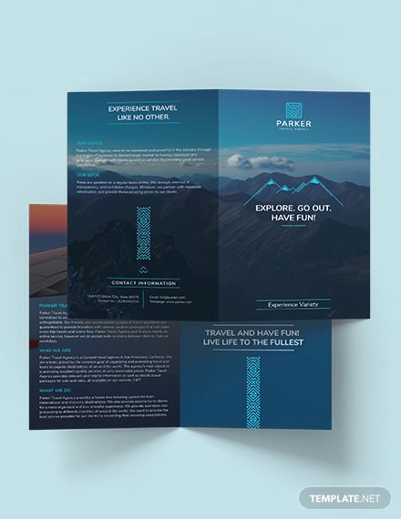 travel agency bi fold brochure template