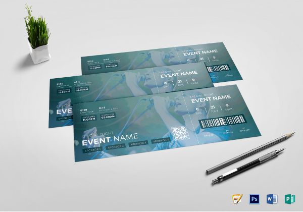 watercolor event ticket template