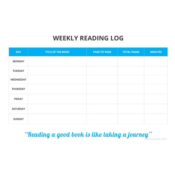 weekly reading log template