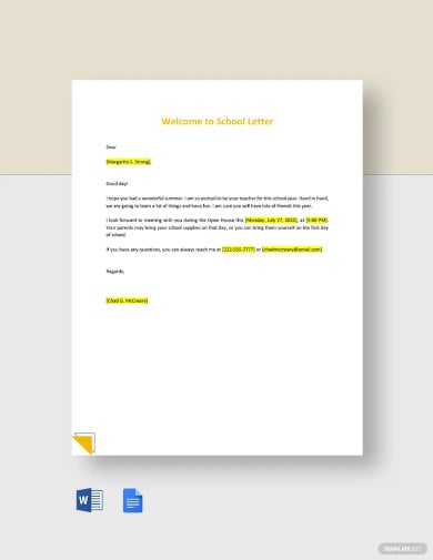 welcome to school letter template