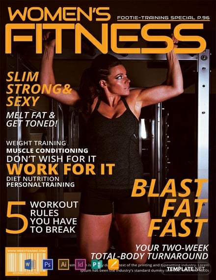 women fitness magazine cover template