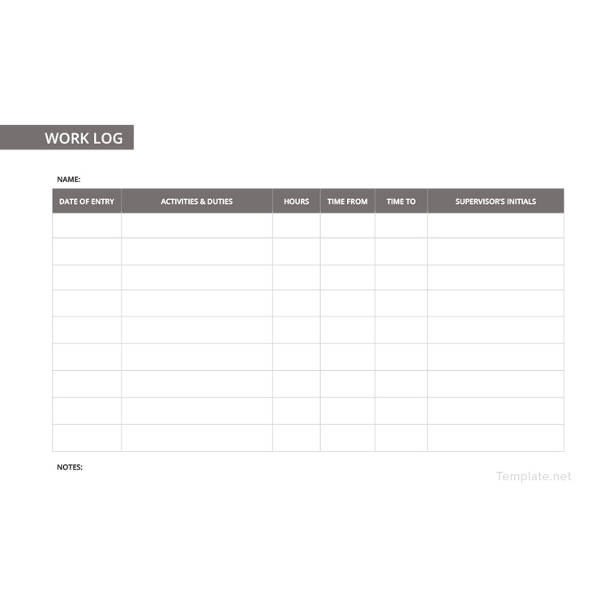 work log template