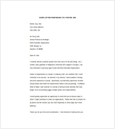 email cover letter responding to posted job word free download