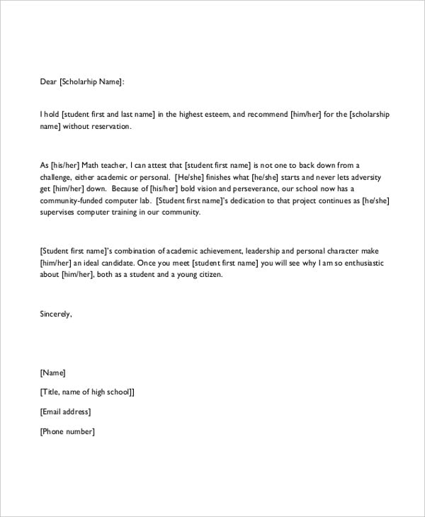 Recommendation Letter For Student Template from images.template.net