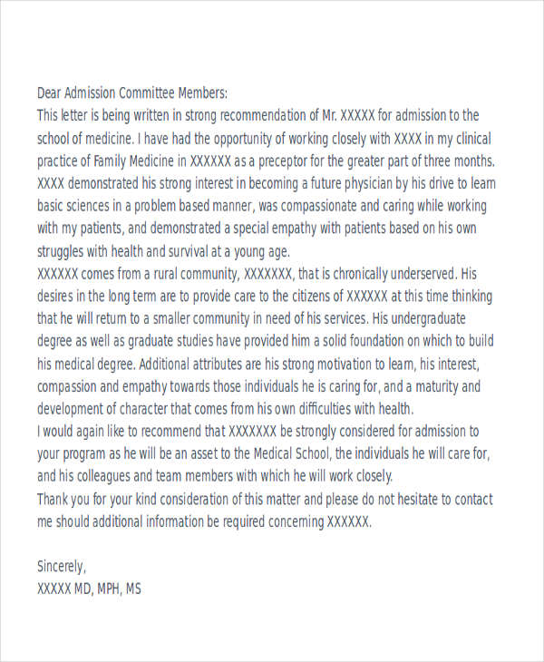 Physician Reference Letter Sample