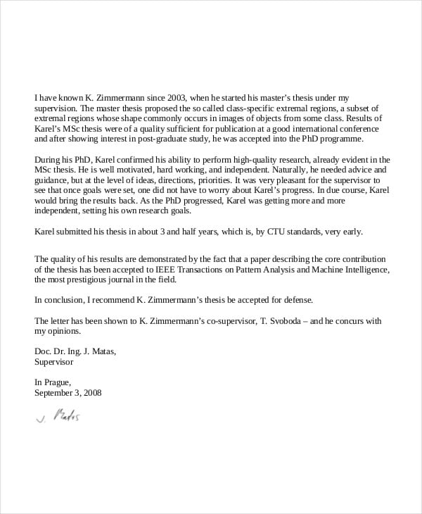 Recommendation Letter From Internship Supervisor Example from images.template.net
