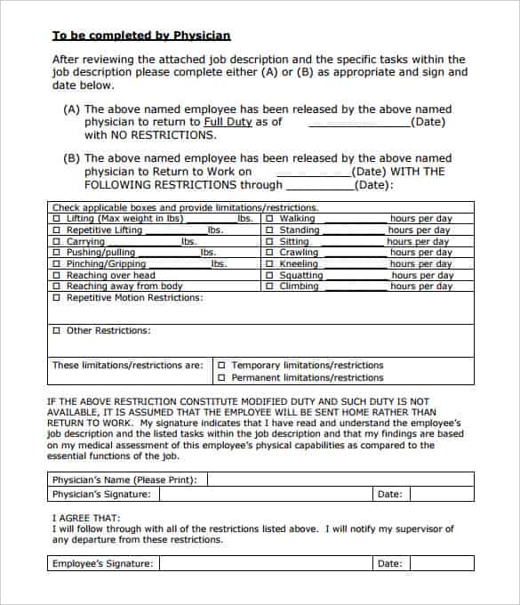 doctor note to return to work template free pdf min