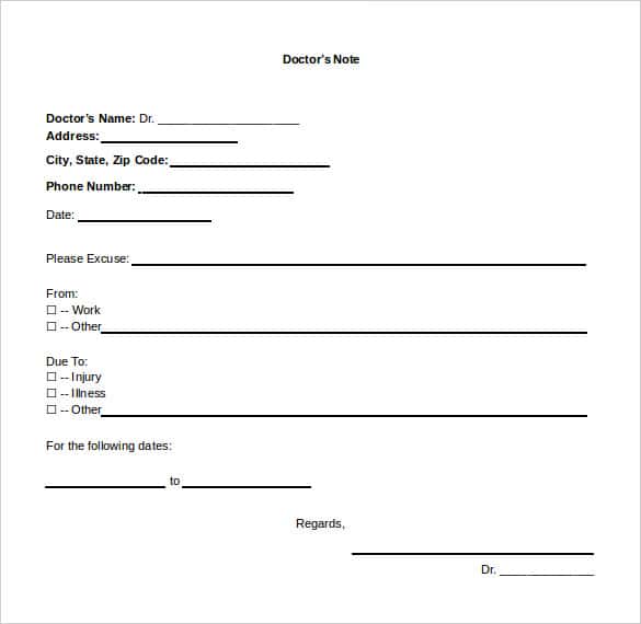 Online Doctors Note Template