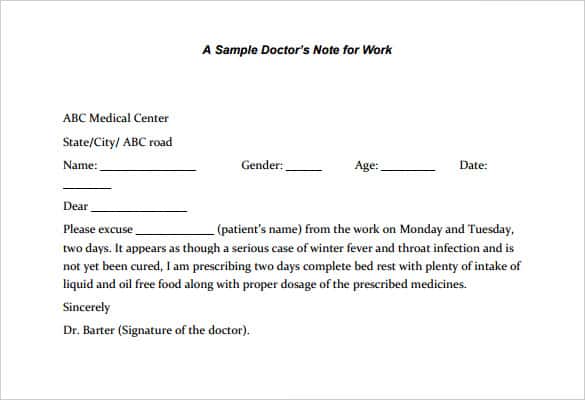 35 Doctors Note Templates Word PDF Apple Pages