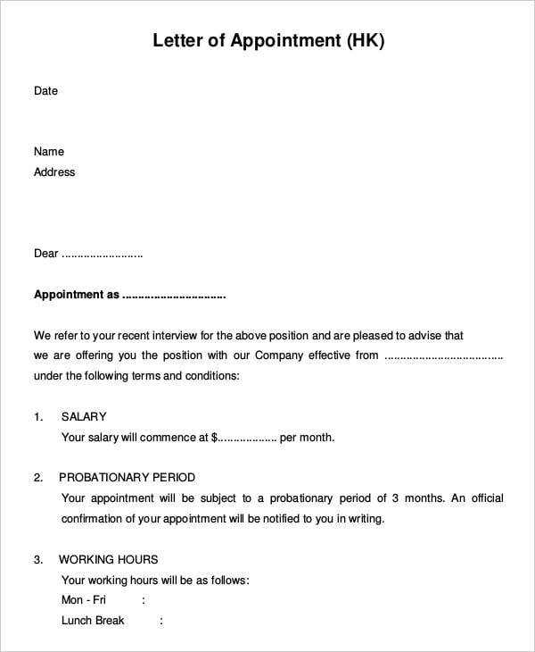 30 Appointment Letters Free Word Pdf Documents Download Free