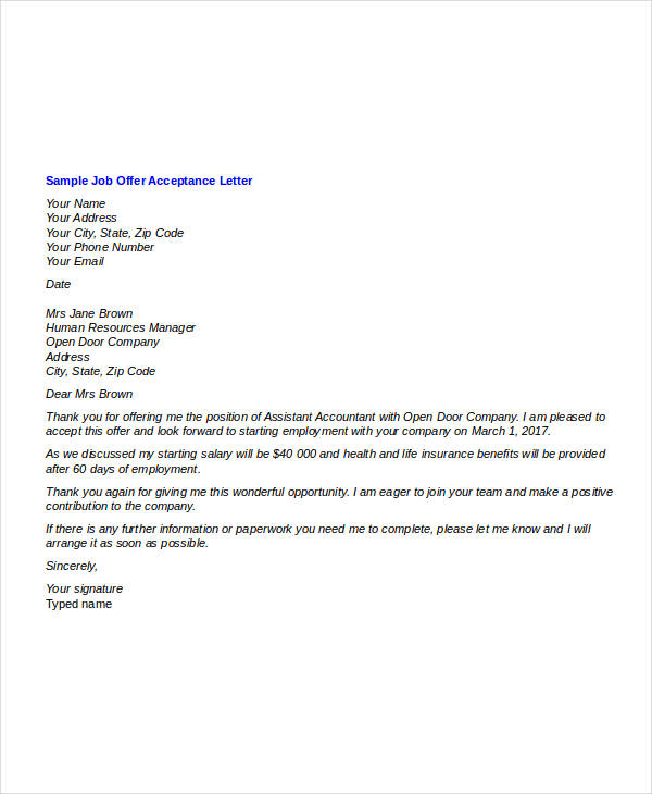 Offer Letter Templates in Doc - 46+ Free Word, PDF Documents Download | Free & Premium Templates