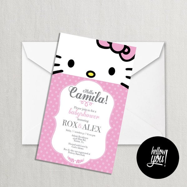 personalized hello kitty baby shower invitation