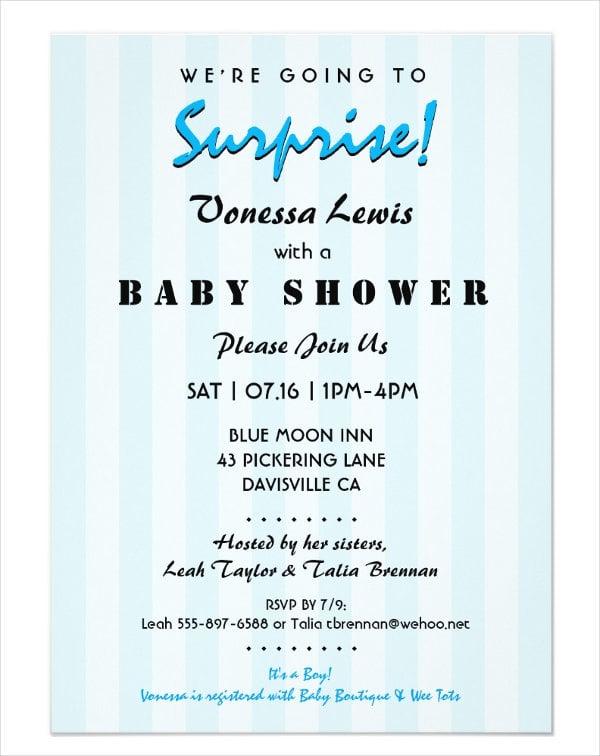 sample surprise baby shower invitation
