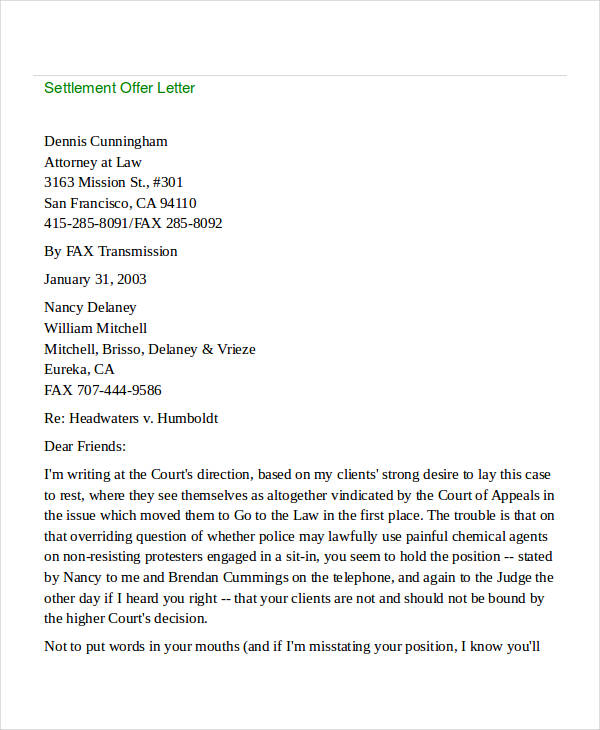 Free Debt Settlement Offer Letter Sample Template Word Pdf Eforms | My