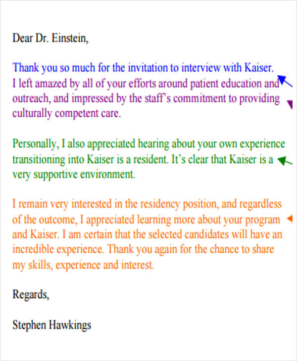interview invitation thank you letter