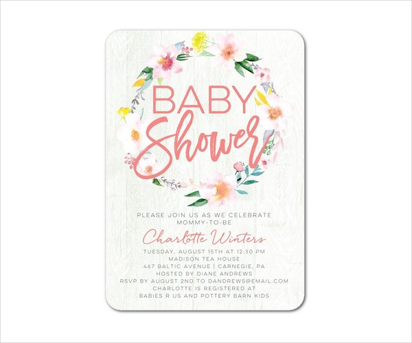 Pink and Gray Baby Shower Invitation