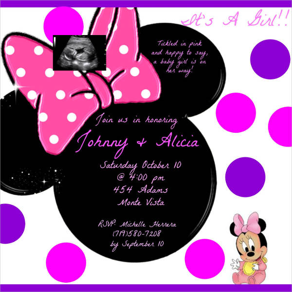 Simple Modern Mickey Mouse Baby Shower Invitation