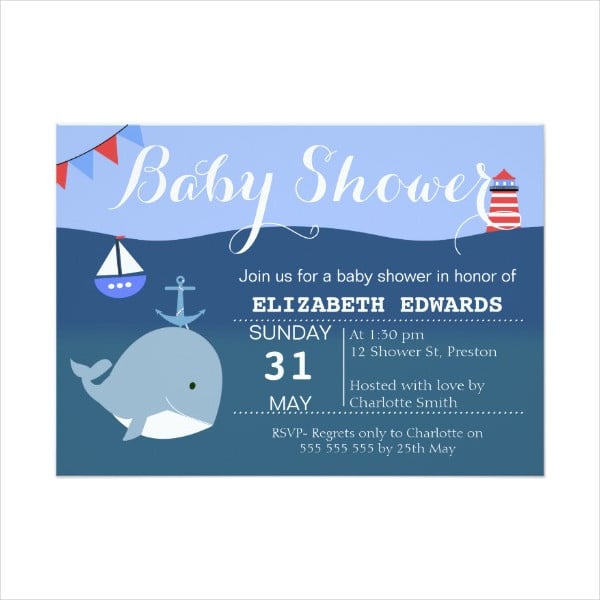 nautical whale baby shower invitation