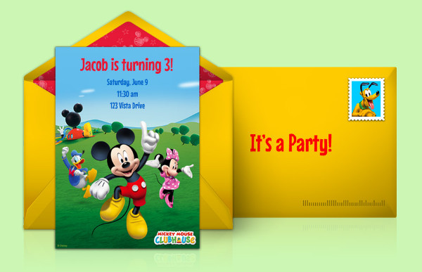 baby mickey mouse birthday invitation