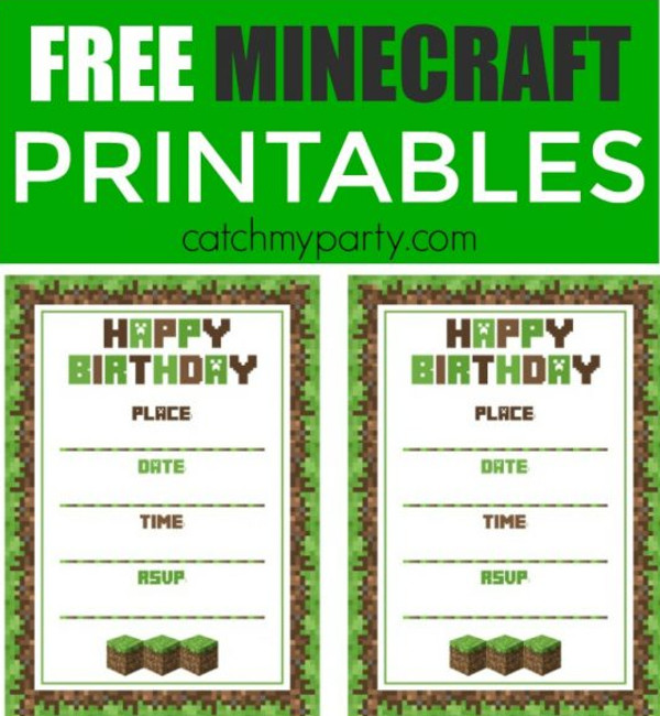 Free Printable Minecraft Birthday Invitations 10