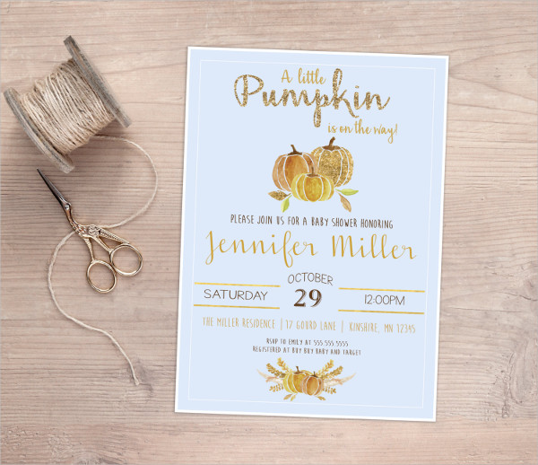 Autumn Baby Boy Shower Invitation