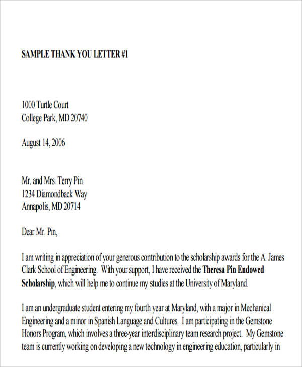 Thank-You Letter Format