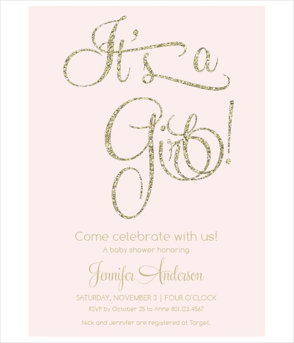 glitter and pearls baby shower invitation