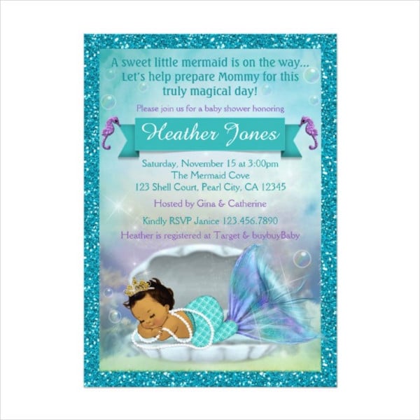 little mermaid baby shower invitation