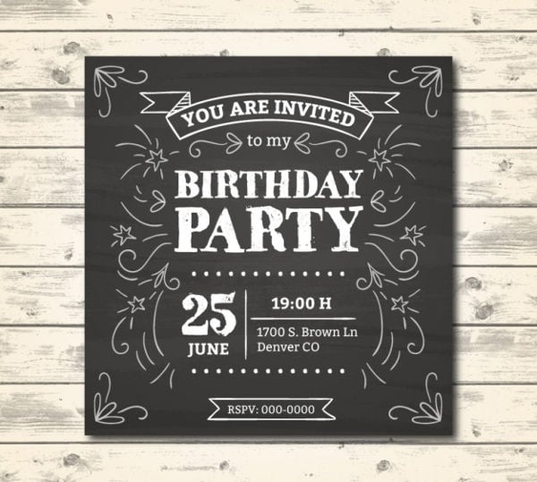 free chalkboard birthday invitation