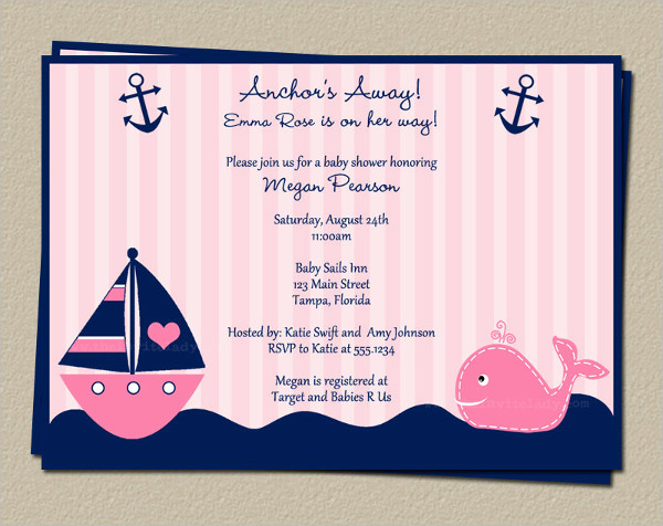 Anchor Sailboat Baby Shower Invitation