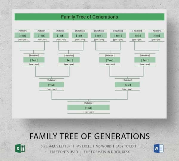 format chart genealogy Excel, Family  Word, Tree  Free 25 PDF Simple  Template