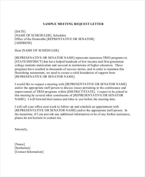 sample letter for meeting appointment request