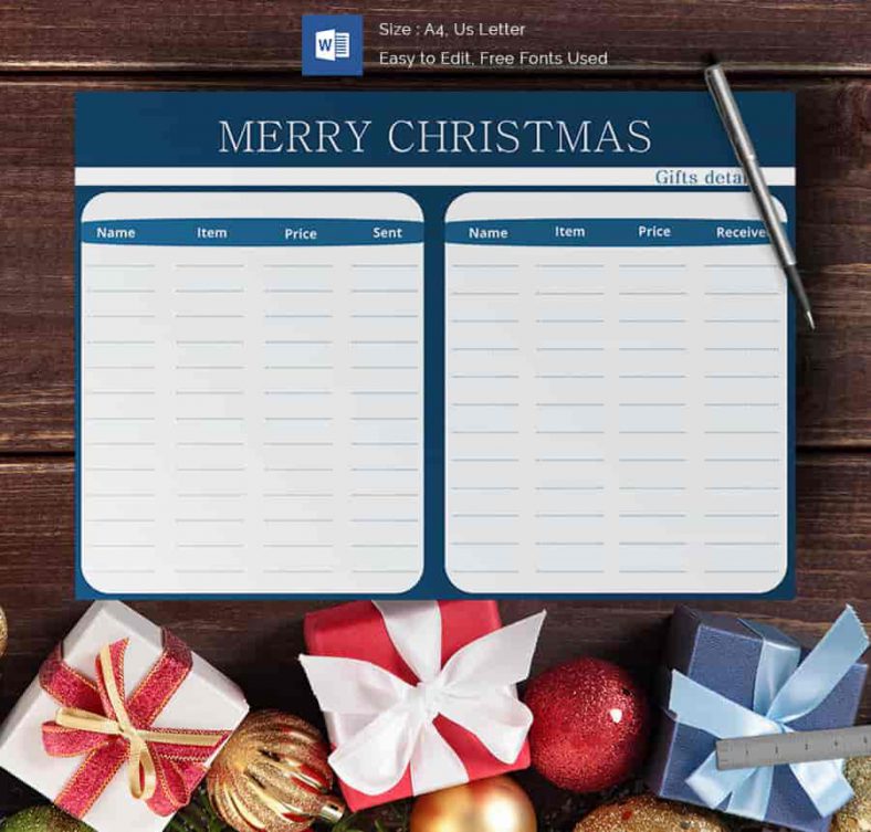 24+ Christmas Gift List Templates