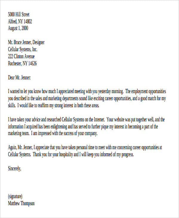 simple thank you letter for job offer