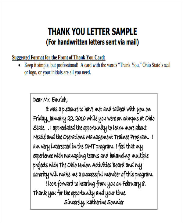 formal thank you letter format