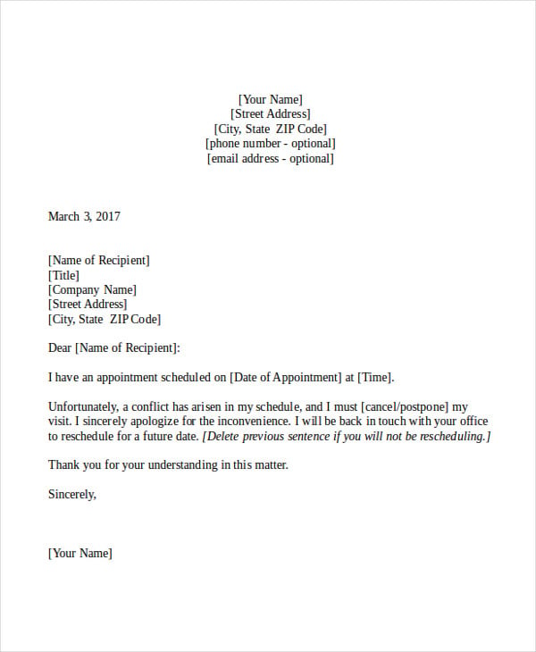 cancel job appointment letter
