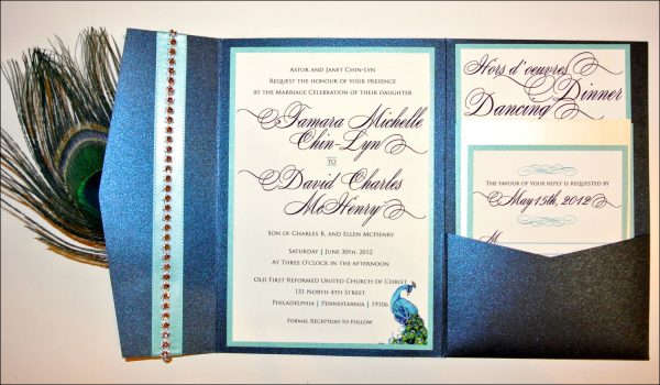 formal peacock wedding invitations