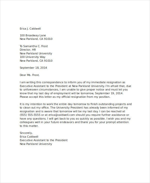 11+ Short Resignation Letter Templates - Free Sample, Example, Format ...